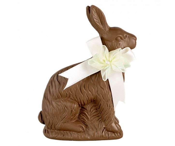 Dekorace čokoládový králík s mašlí - 9*4*13 cm Clayre & Eef
