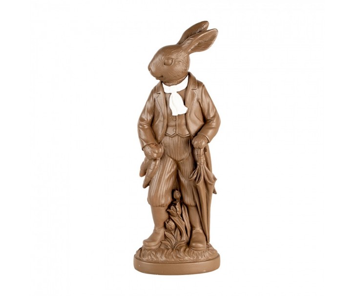 Dekorace čokoládový králík s deštníkem - 15*9*40 cm Clayre & Eef