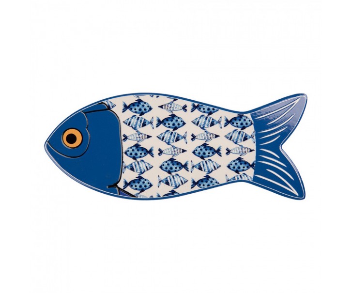 Keramicko-korková podložka pod nádobí ve tvaru ryby - 12*30*1 cm Clayre & Eef