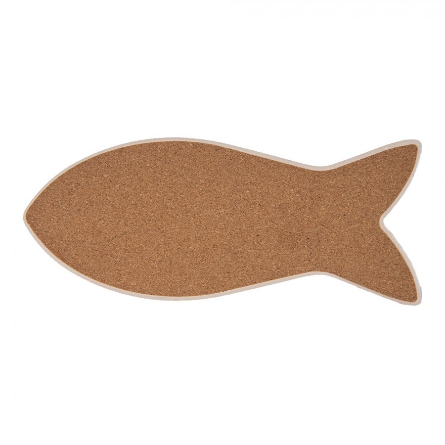 Keramicko-korková podložka pod nádobí ve tvaru ryby - 12*30*1 cm Clayre & Eef Keramicko-korková podložka pod nádobí ve tvaru ryby - 12*30*1 cm Clayre & Eef