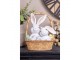 Dekorace králíci v košíčku s vajíčky - 17*13*20 cm Clayre & Eef