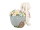 Dekorace zajíček vezoucí vozík s květinami - 11*6*10 cm Clayre & Eef