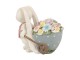 Dekorace zajíček vezoucí vozík s květinami - 11*6*10 cm Clayre & Eef