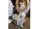 Dekorace zajíček vezoucí vozík s květinami - 11*6*10 cm Clayre & Eef