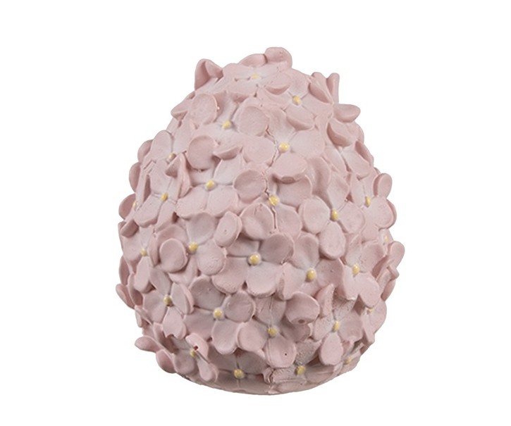 Růžová dekorace vajíčko z květů - Ø 6*7cm Clayre & Eef