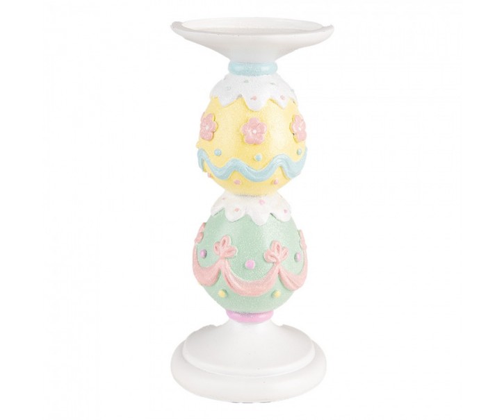 Svícen s barevnými malovanými vajíčky - Ø 10*22 cm Clayre & Eef