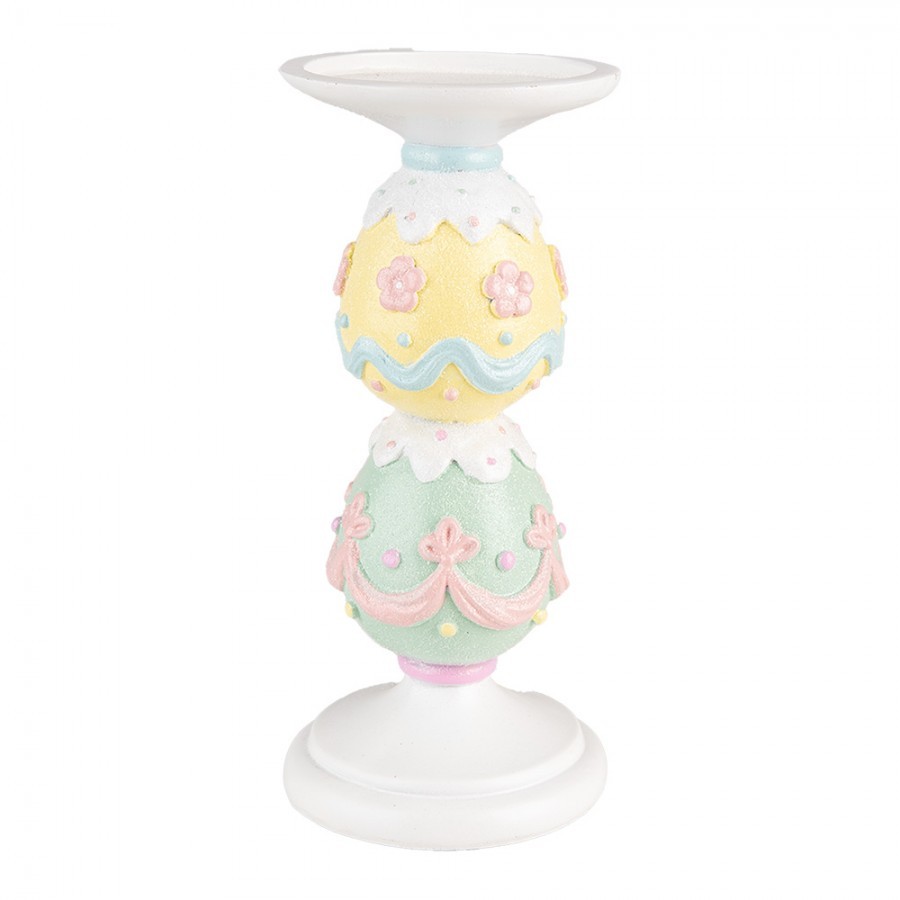 Svícen s barevnými malovanými vajíčky - Ø 10*22 cm Clayre & Eef Svícen s barevnými malovanými vajíčky - Ø 10*22 cm Clayre & Eef