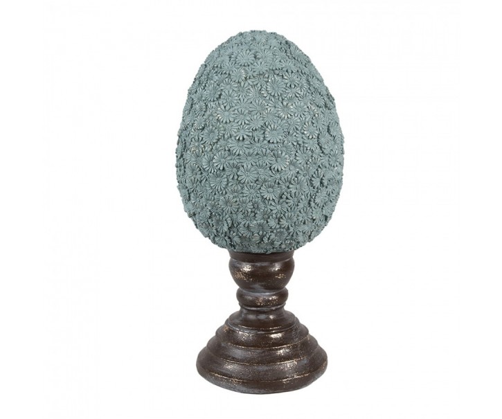 Velikonoční dekorace vajíčko z modrých květů na podstavci - Ø 16*34 cm Clayre & Eef