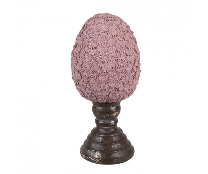 Velikonoční dekorace vajíčko z růžových květů na podstavci - Ø 13*28 cm Clayre & Eef