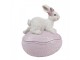 Dekorace králík s mašlí na růžovém vajíčku - 9*13*16 cm Clayre & Eef