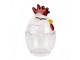 Transparentní skleněná dóza s víkem ve tvaru slepičky Chicken - ⌀ 6*9 cm Clayre & Eef