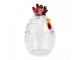 Transparentní skleněná dóza s víkem ve tvaru slepičky Chicken - Ø 8*14 cm Clayre & Eef