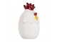 Bílá skleněná dóza s víkem ve tvaru slepičky Chicken - Ø 8*14 cm Clayre & Eef