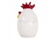 Bílá skleněná dóza s víkem ve tvaru slepičky Chicken - Ø 8*14 cm Clayre & Eef