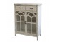 Krémová dřevěná komoda s prosklenými dvířky Old Satin- 70*32*92cm Chic Antique