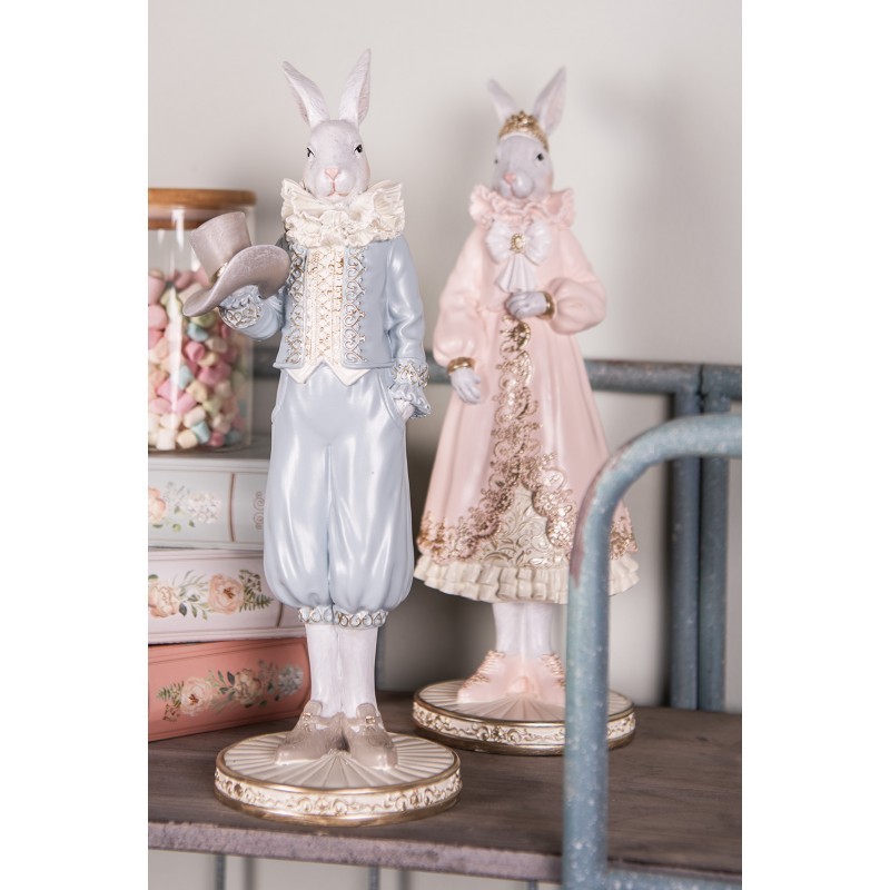 Dekorace figurka bílý králík v modrém obleku - 11*10*31 cm Clayre & Eef Dekorace figurka bílý králík v modrém obleku - 11*10*31 cm Clayre & Eef