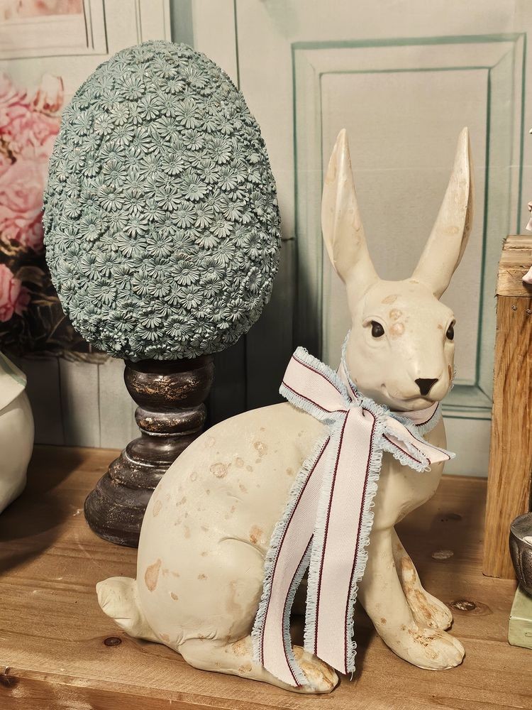 Dekorace béžový mintový sedící králík s mašlí Rabbit Bow - 20*11*28 cm Clayre & Eef Dekorace béžový mintový sedící králík s mašlí Rabbit Bow - 20*11*28 cm Clayre & Eef