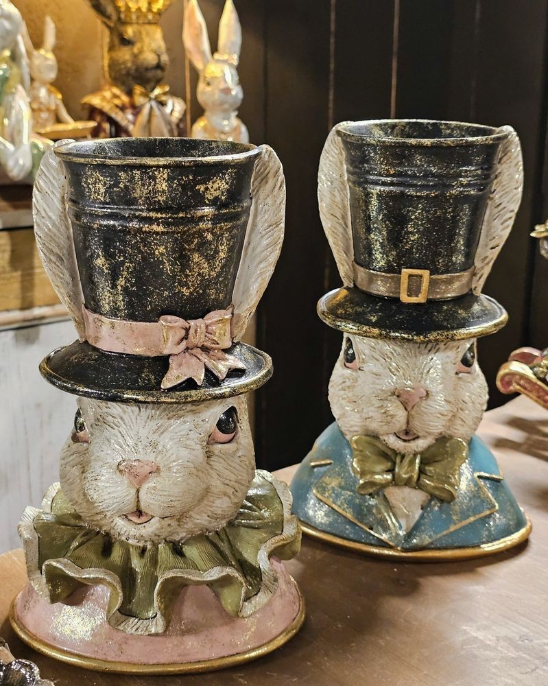 Dekorace busta králík v klobouku a zlatou patinou - 19*15*29 cm Clayre & Eef Dekorace busta králík v klobouku a zlatou patinou - 19*15*29 cm Clayre & Eef