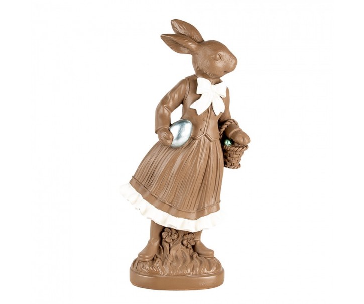 Dekorace čokoládový králík s košíčkem a vajíčkem - 18*9*39 cm Clayre & Eef