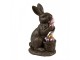 Dekorace čokoládavá figurka králík s barevnými vajíčky - 13*9*22 cm Clayre & Eef