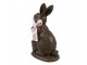 Dekorace čokoládavá figurka králík s barevnými vajíčky - 13*9*22 cm Clayre & Eef