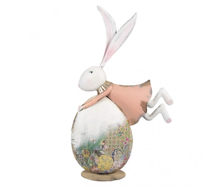 Kovová dekorativní socha králík na vajíčku - 35*11*56 cm Clayre & Eef