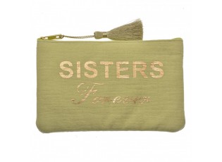 Zelená látková toaletní taštička se střapcem Sisters Forever - 17*1*11 cm