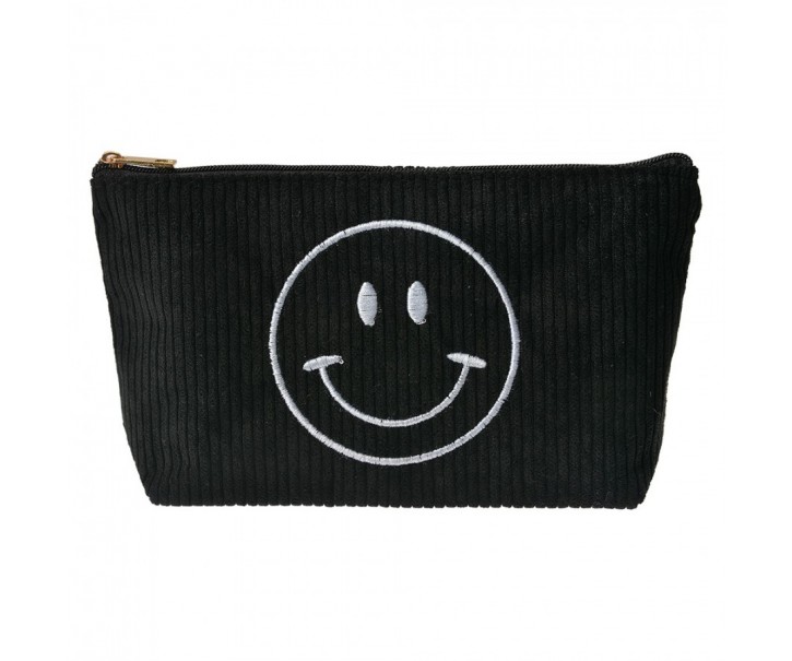 Černá látková toaletní taštička Smile - 20*5*12 cm Clayre & Eef