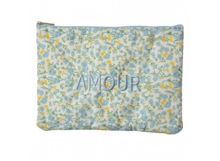 Modrá látková toaletní taštička s kvítky Amour - 22*1*16 cm