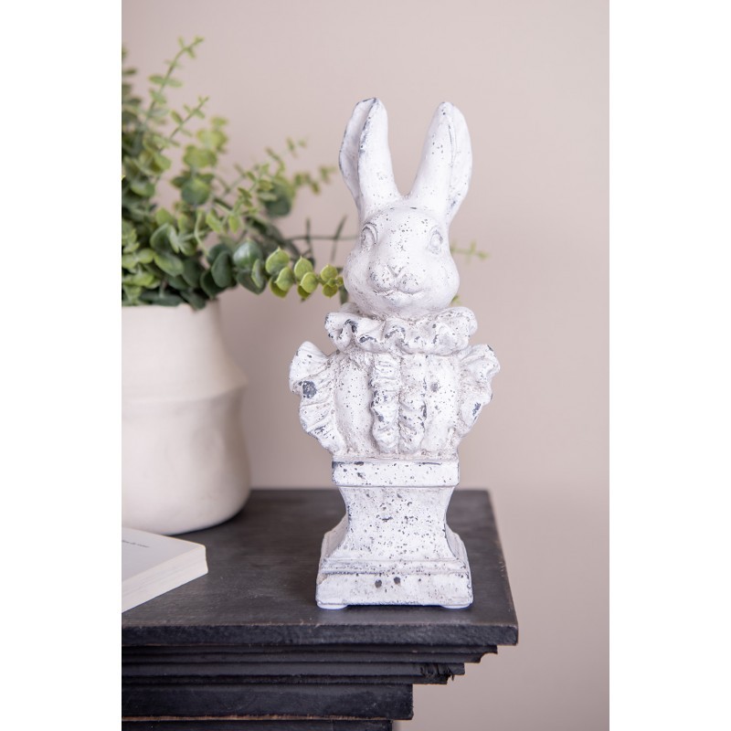 Bílá antik cementová busta králík - 11*8*24 cm Clayre & Eef Bílá antik cementová busta králík - 11*8*24 cm Clayre & Eef