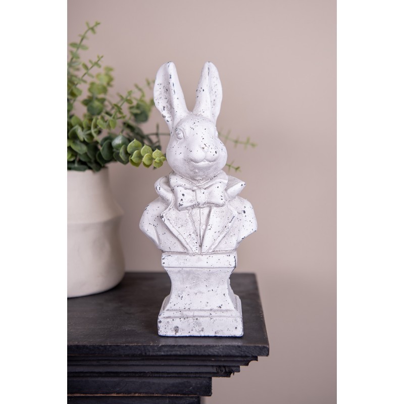 Bílá antik cementová busta králík - 11*8*24 cm Clayre & Eef Bílá antik cementová busta králík - 11*8*24 cm Clayre & Eef
