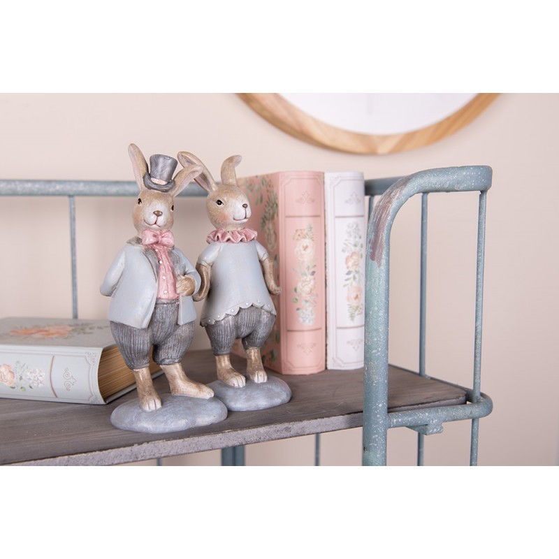 Dekorace králičí žena v modrém obleku - 8*6*19 cm Clayre & Eef Dekorace králičí žena v modrém obleku - 8*6*19 cm Clayre & Eef