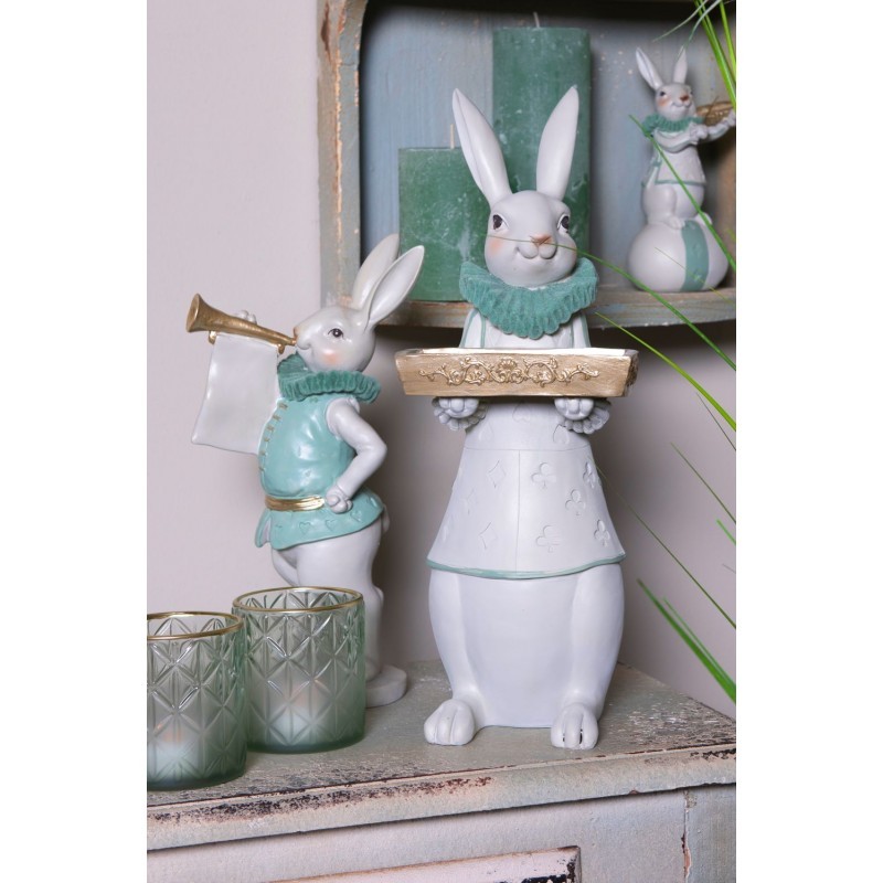 Dekorace králičí chlapec s podnosem - 15*13*37 cm Clayre & Eef Dekorace králičí chlapec s podnosem - 15*13*37 cm Clayre & Eef