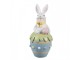 Jarní dekorace králíček s květy v modrém vajíčku - Ø 7*16 cm Clayre & Eef