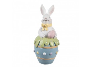 Jarní dekorace králíček s vajíčkem v modrém vajíčku - Ø 7*16 cm