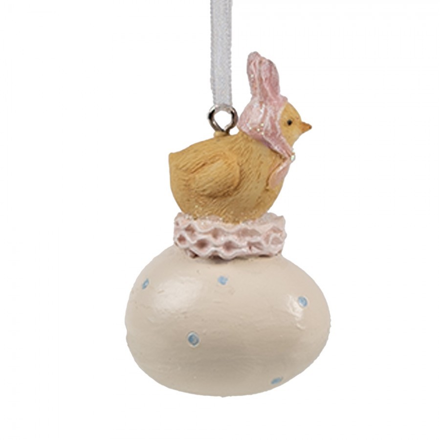 Béžová závěsná dekorace kuřátko králíček na vajíčku - 4*3*7 cm Clayre & Eef Béžová závěsná dekorace kuřátko králíček na vajíčku - 4*3*7 cm Clayre & Eef