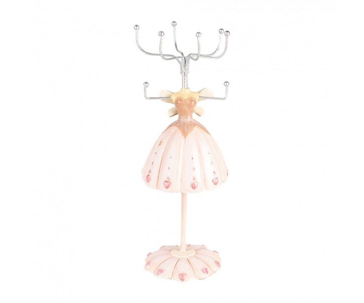 Růžový stojánek na šperky šaty Princess - Ø 7*19 cm Clayre & Eef