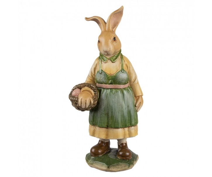 Dekorace figurka králičí žena v zelených šatech - 9*7*20 cm Clayre & Eef