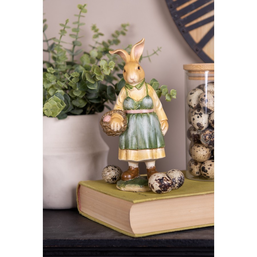 Dekorace figurka králičí žena v zelených šatech - 9*7*20 cm Clayre & Eef Dekorace figurka králičí žena v zelených šatech - 9*7*20 cm Clayre & Eef