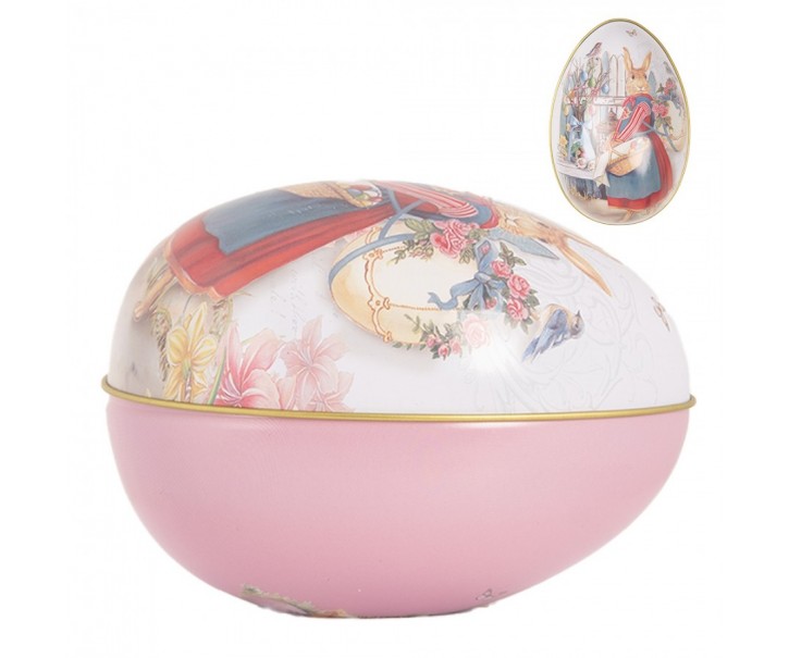 Růžová plechová dóza ve tvaru vajíčka Easter Egg - 8*13*8 cm Clayre & Eef