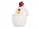 Bílá skleněná dóza s víkem ve tvaru slepičky Chicken - Ø 8*14 cm Clayre & Eef