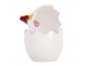 Bílá skleněná dóza s víkem ve tvaru slepičky Chicken - Ø 8*14 cm Clayre & Eef