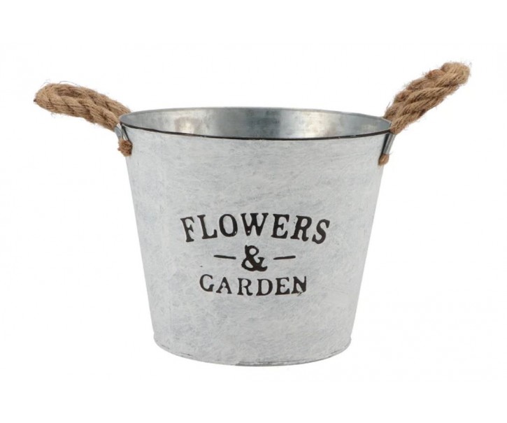 Plechový květináč s jutovými uchy Flowers & Garden - Ø 23*17 cm daan kromhout