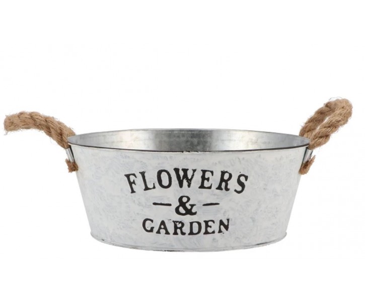 Plechový květináč / mísa s jutovými uchy Flowers & Garden - Ø 25*10 cm daan kromhout