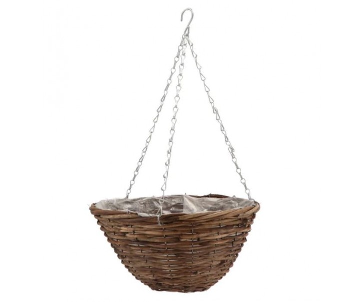 Závěsný hnědý proutěný kulatý květináč - Ø 35*16 cm daan kromhout