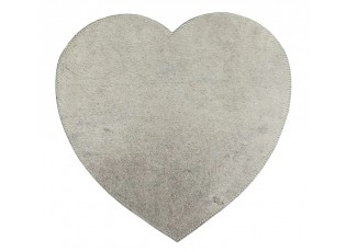 Šedé prostírání z hovězí kůže ve tvaru srdce - 37*39*1cm