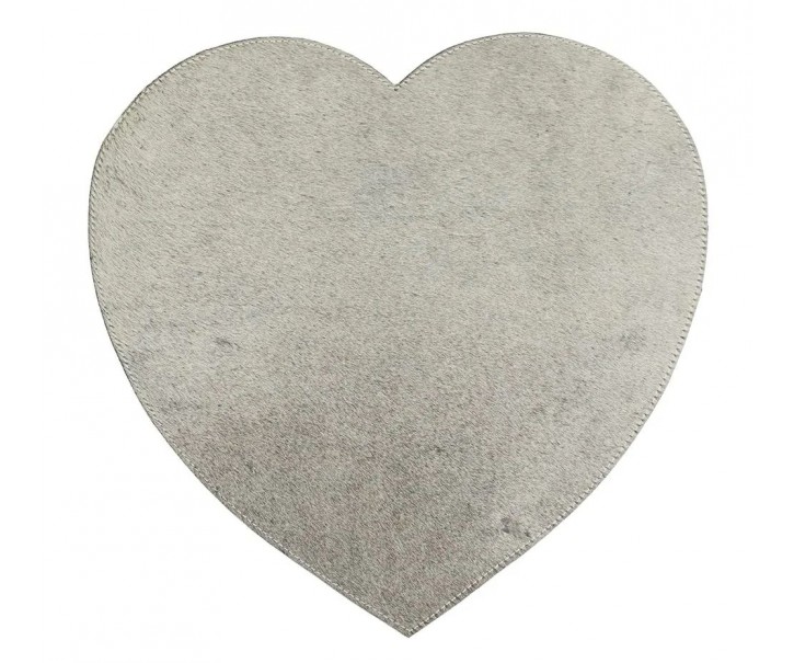 Šedé prostírání z hovězí kůže ve tvaru srdce - 37*39*1cm Mars & More 
