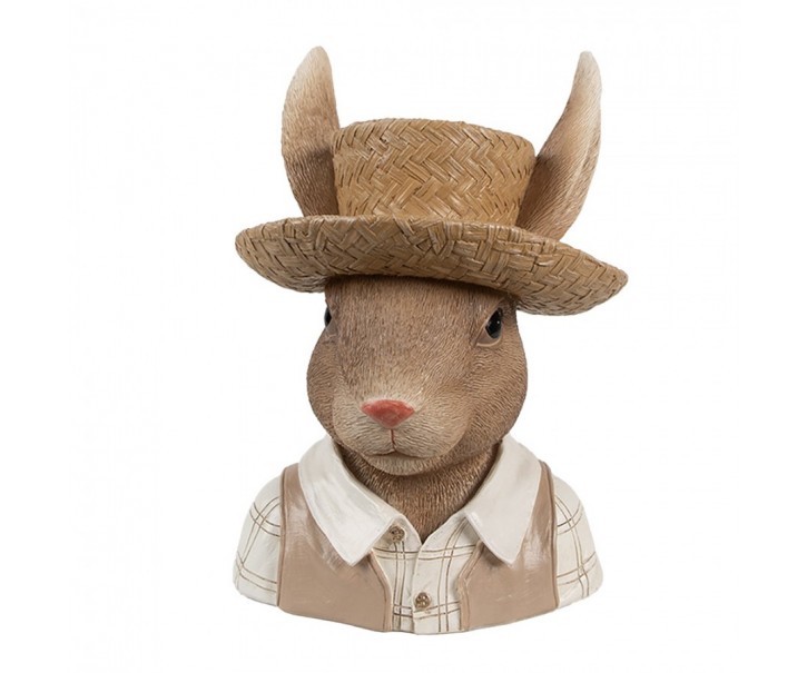 Dekorace králík ve slamáku - 15*15*25 cm Clayre & Eef