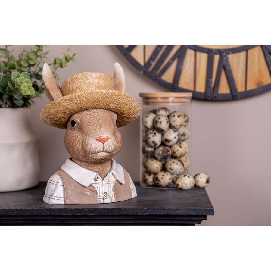 Dekorace králík ve slamáku - 15*15*25 cm Clayre & Eef Dekorace králík ve slamáku - 15*15*25 cm Clayre & Eef