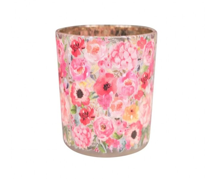 Barevný skleněný svícen s květy Fleury Poppy S - Ø 7*8 cm Mars & More 